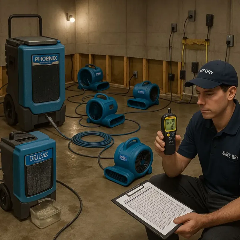 Structural Drying and Dehumidification process in Masonboro, NC